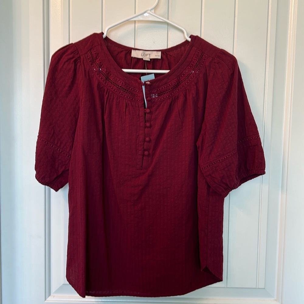 Loft maroon small petite blouse